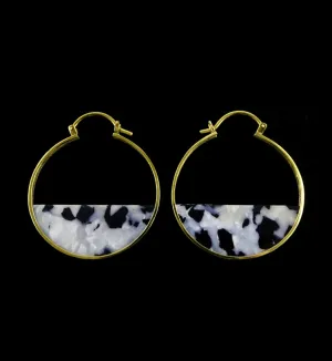 14G Half Moon Black & Pearl Fructose Acetate Disk Hangers