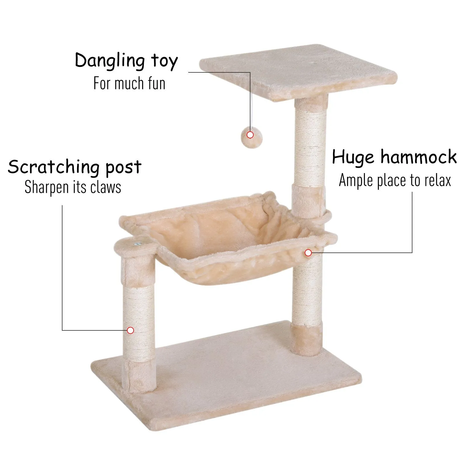 27" Cat Tree with Hammock - Beige