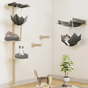 5-Tier Cat Tower with Wall Hanging Hammock