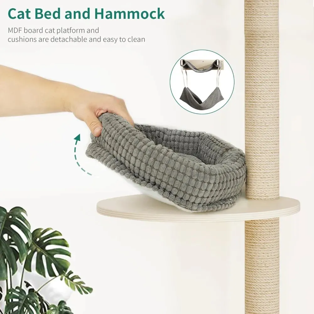 5-Tier Cat Tower with Wall Hanging Hammock