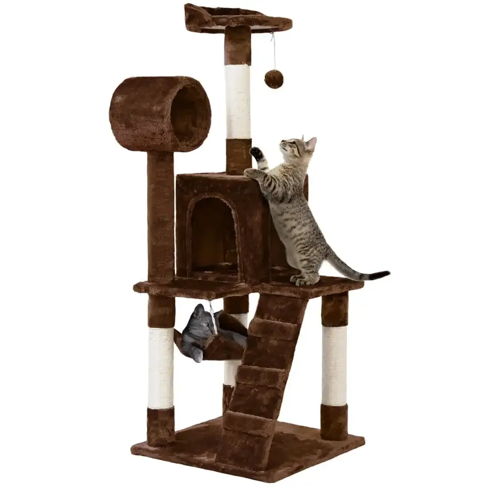 51" Cat Tree with Hammock and Scratching Post