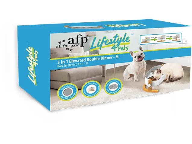 AFP Lifestyle 4 Pet-3 In 1 Elevated Double Dinner - M