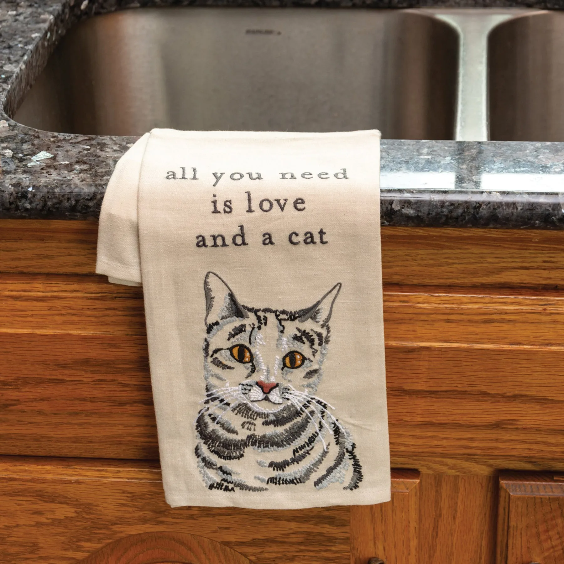 'All You Need Is Love And A Cat' Dish Towel