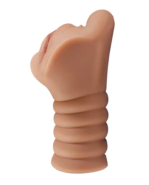 Sure, here is an optimized version of the product title with added descriptive modifiers:

Realistic Brown Dual-Entry Masturbator with Lifelike Texture

This title provides a clear description while emphasizing the products features.