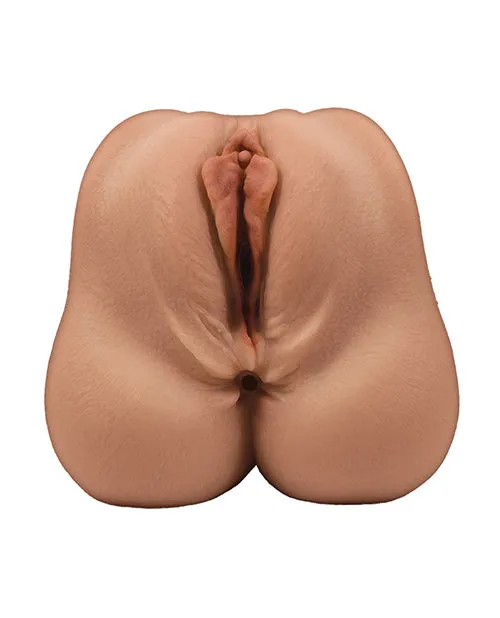 Sure, here is an optimized version of the product title with added descriptive modifiers:

Realistic Brown Dual-Entry Masturbator with Lifelike Texture

This title provides a clear description while emphasizing the products features.