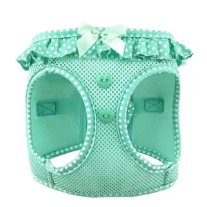 American River Dog Harness Teal Polka Dot Small