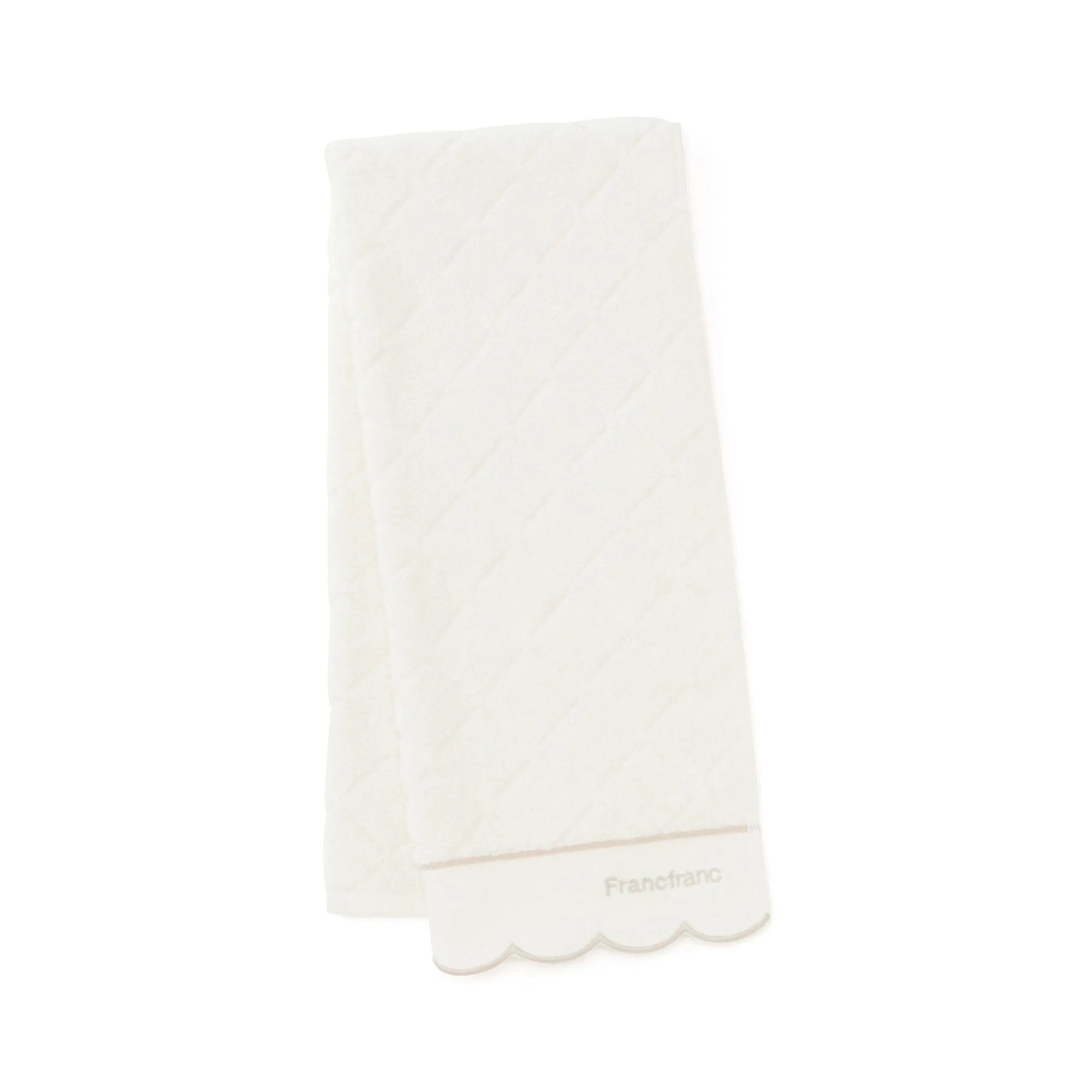 Antibacterial And Deodorizing Quilt Scallop Face Towel, Ivory