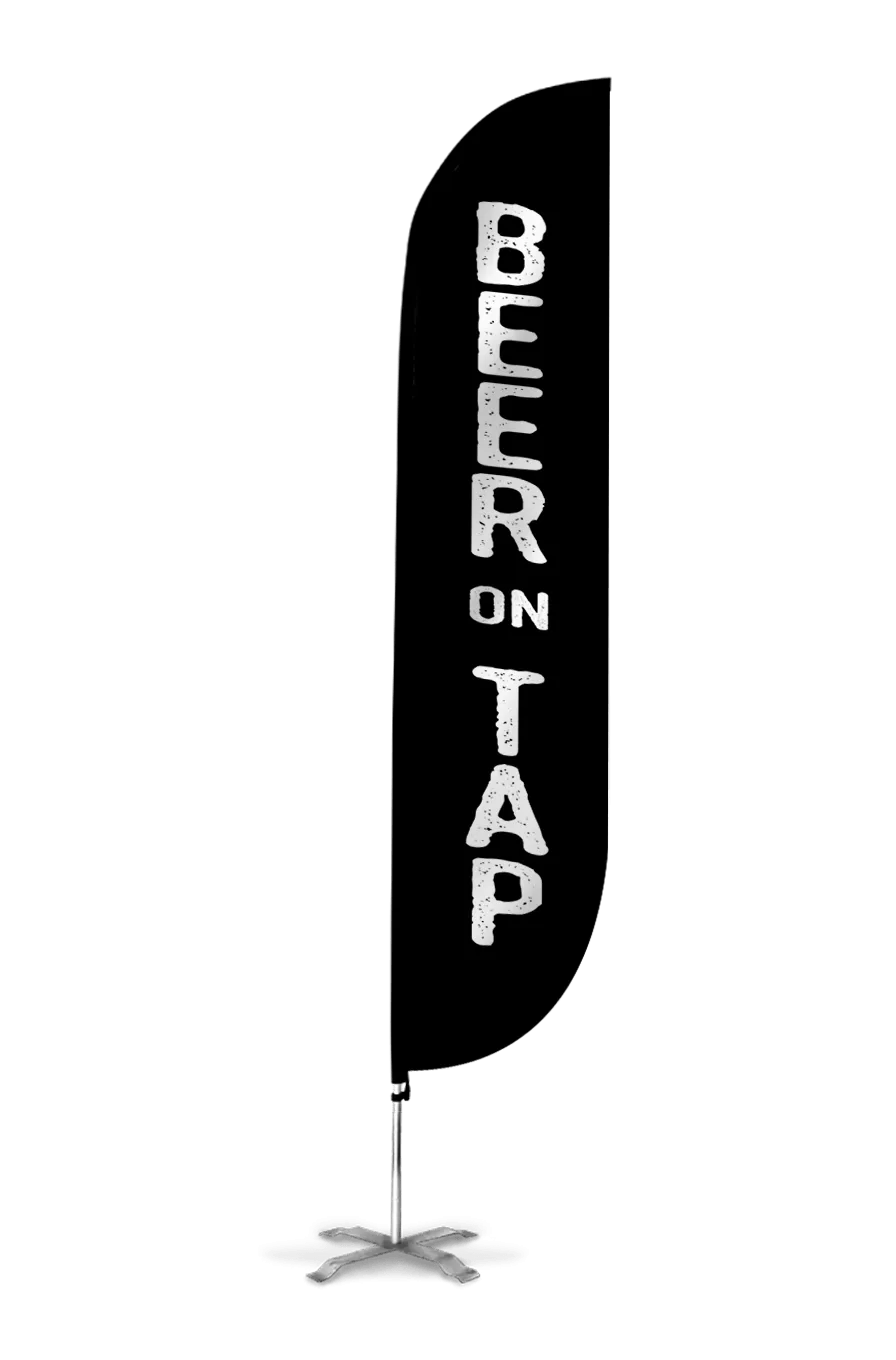 Beer On Tap Feather Flag Black