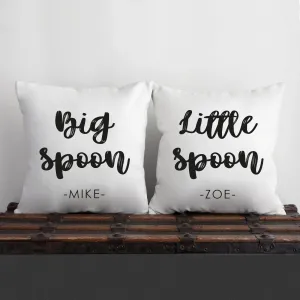 Big Spoon Little Spoon Cushions, Personalised Valentines Day Gift, Couples Cushion Set, Valentines Gift for Her, Custom Cushion, Couple Gift