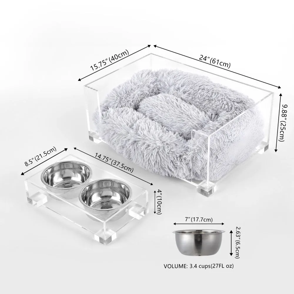 Billie Dog Bed and Bowl Set