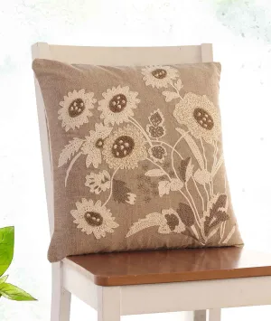 Bloom Embroidery Cushion cover (Stone) (45x45 CM)