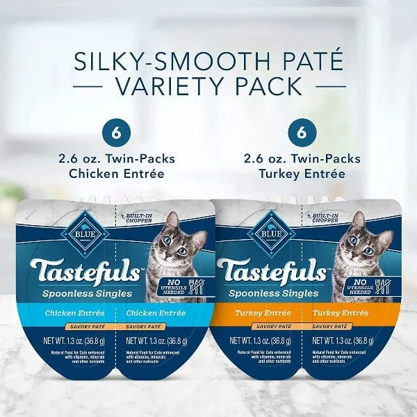 BLUE Tastefuls Spoonless Singles Chicken & Turkey Pate Variety Pack