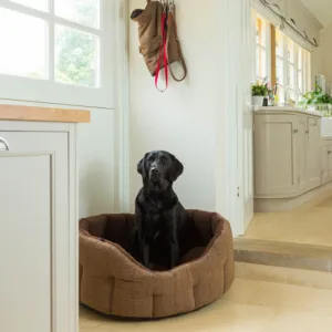 Brown Tweed Oval Snuggle Dog Bed by House of Paws