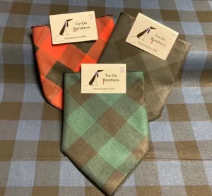 Buffalo Plaid Tie-On Bandanas (Green)