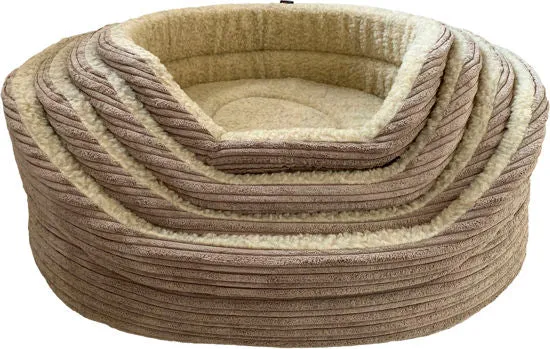 Camel Cord Cosy Oval Dog Bed by Hem And Boo