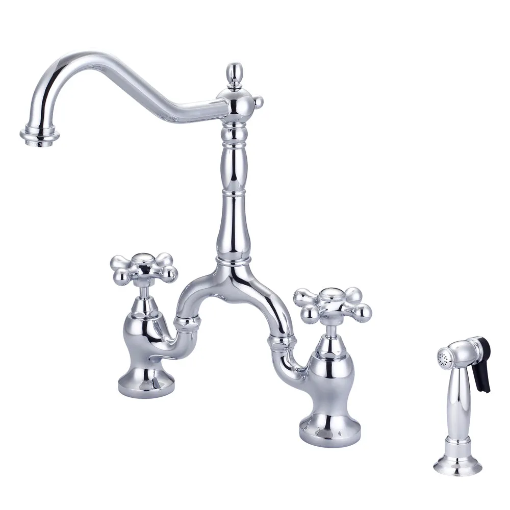 Carlton Kitchen Bridge Faucet with Metal Cross Handles