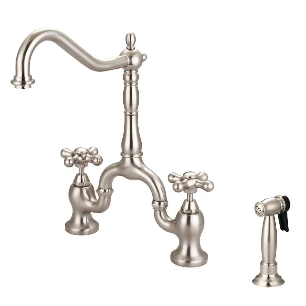 Carlton Kitchen Bridge Faucet with Metal Cross Handles