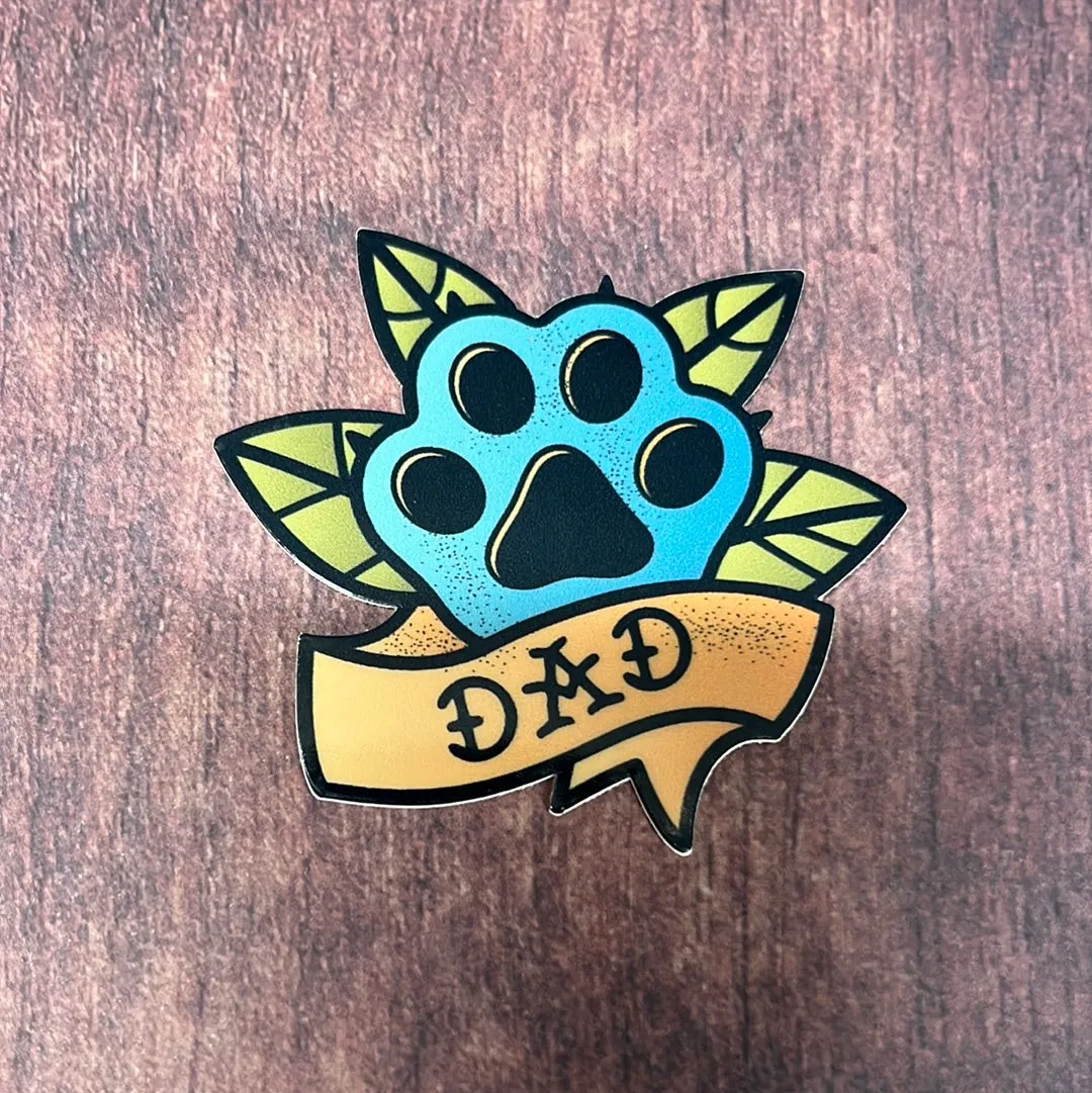 Cat Dad Paw Leaf Decal