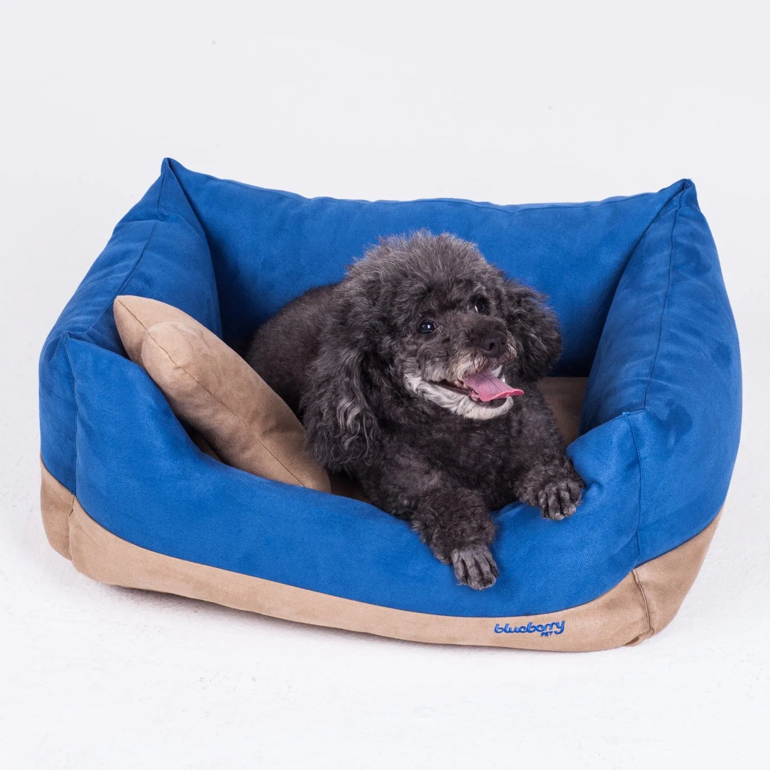 Cover-removable and Washable Color-block Premium Microsuede Dog Bed