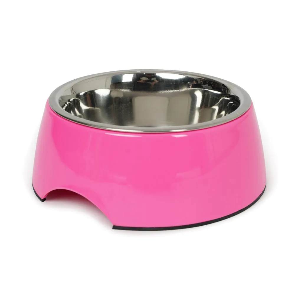 Dear Pet Curve Cut Dog Bowl in Pink