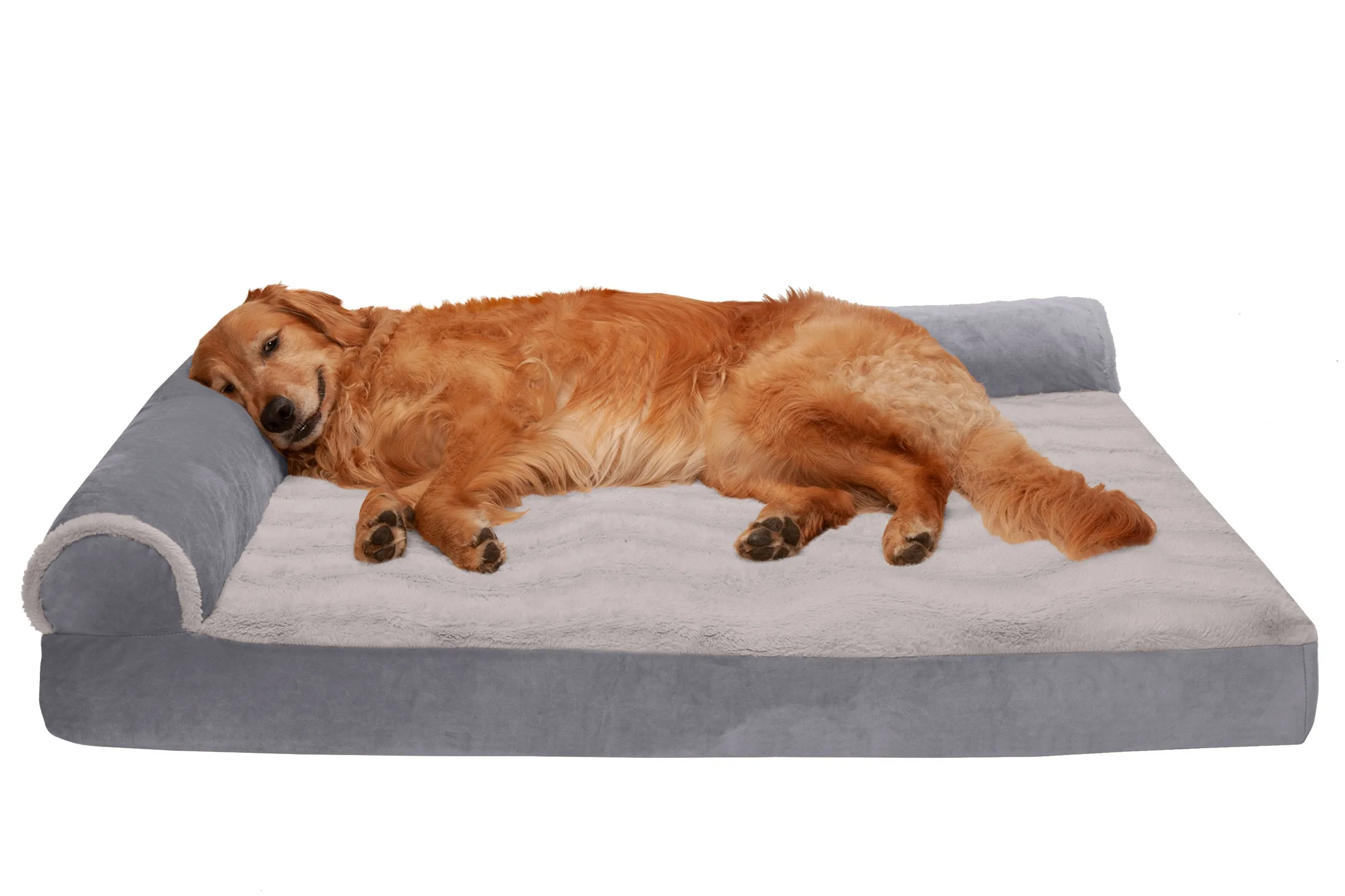 Deluxe Chaise Lounge Dog Bed - Wave Fur & Velvet