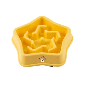 Dog Slow Feeder Bowl: Yellow Star