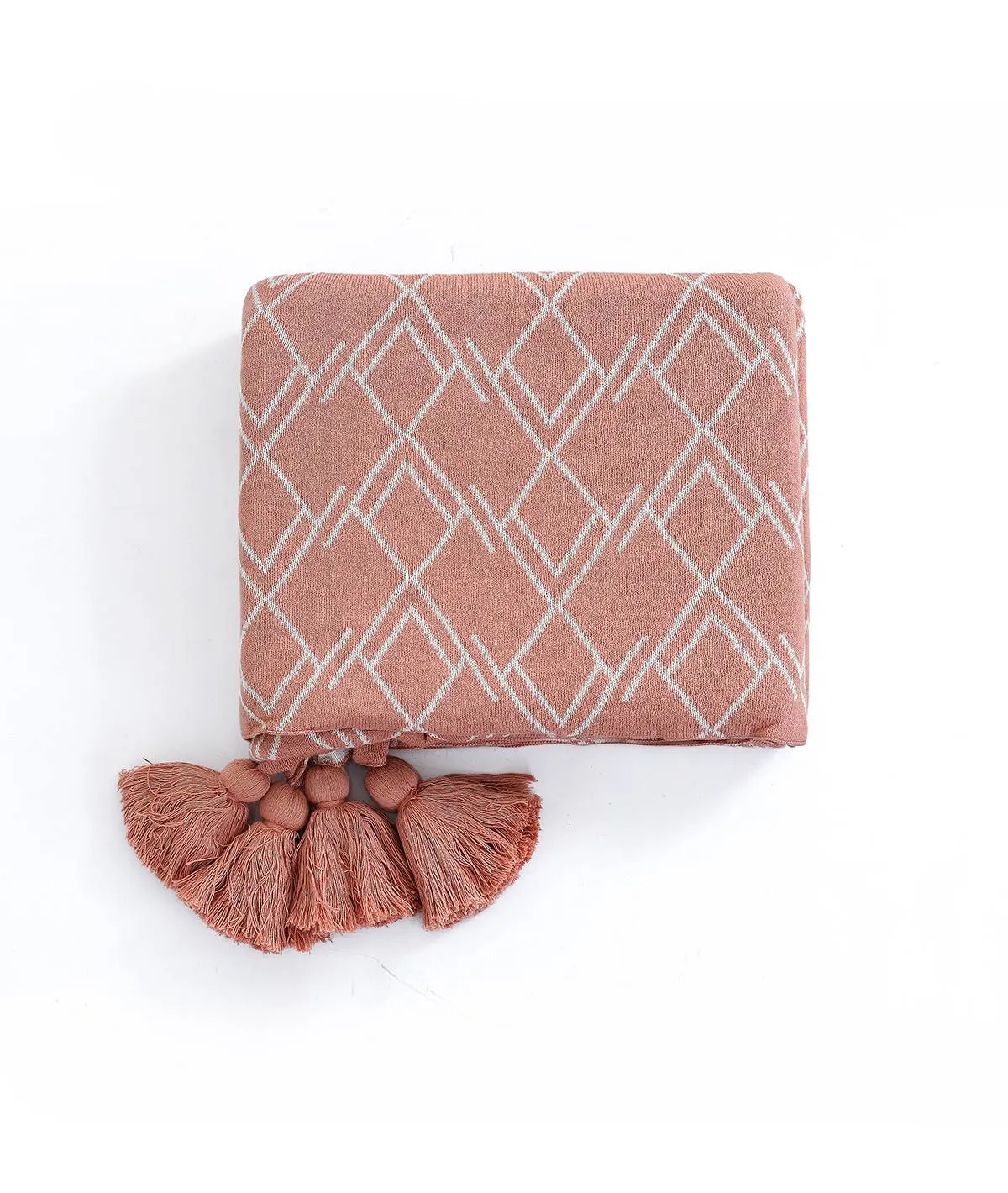 Gianna Knitted Throw & Cushion Cover(2 pcs) Gift Combo in Dusty Coral/Natura Color