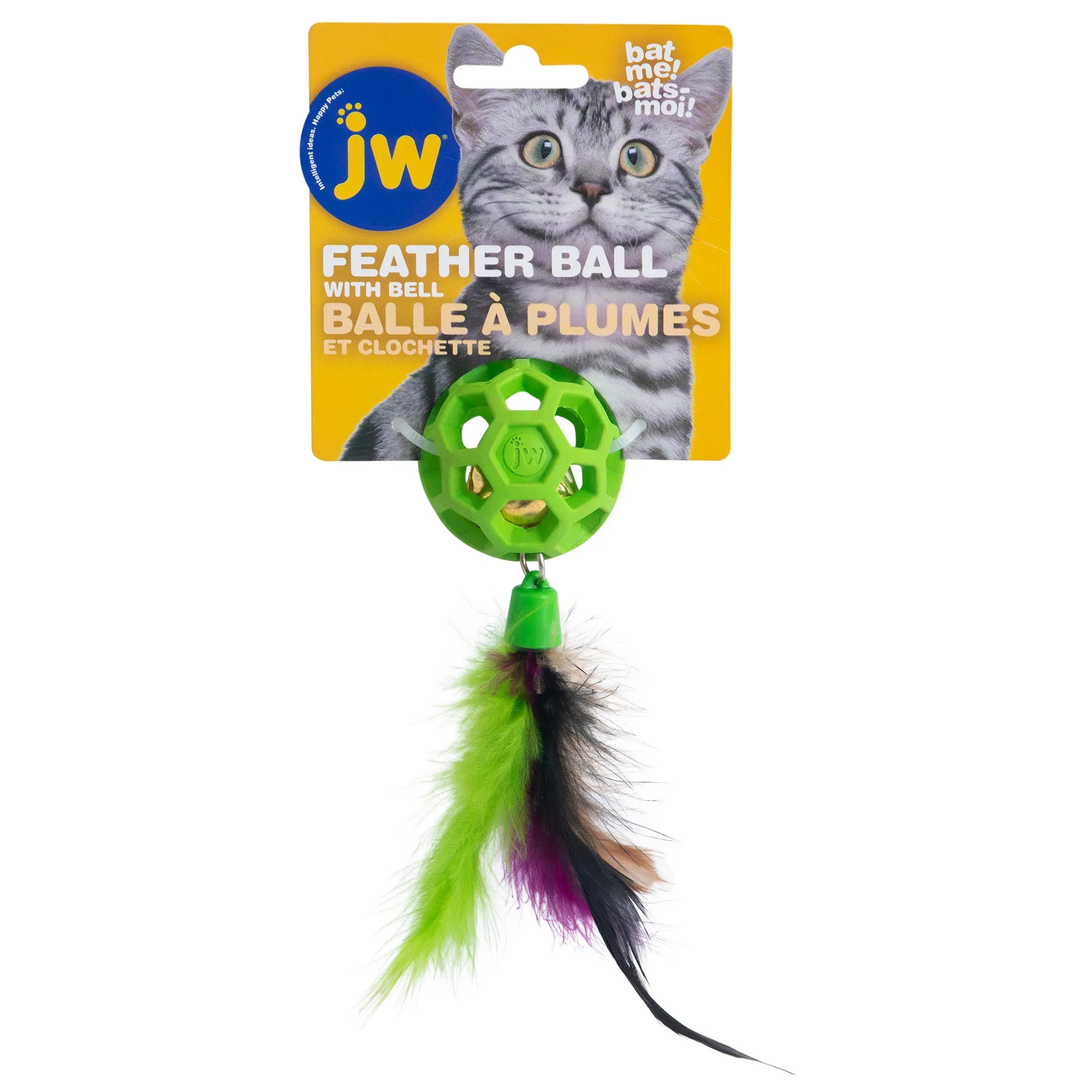 JW Cataction Feather Ball with Bell Cat Toy