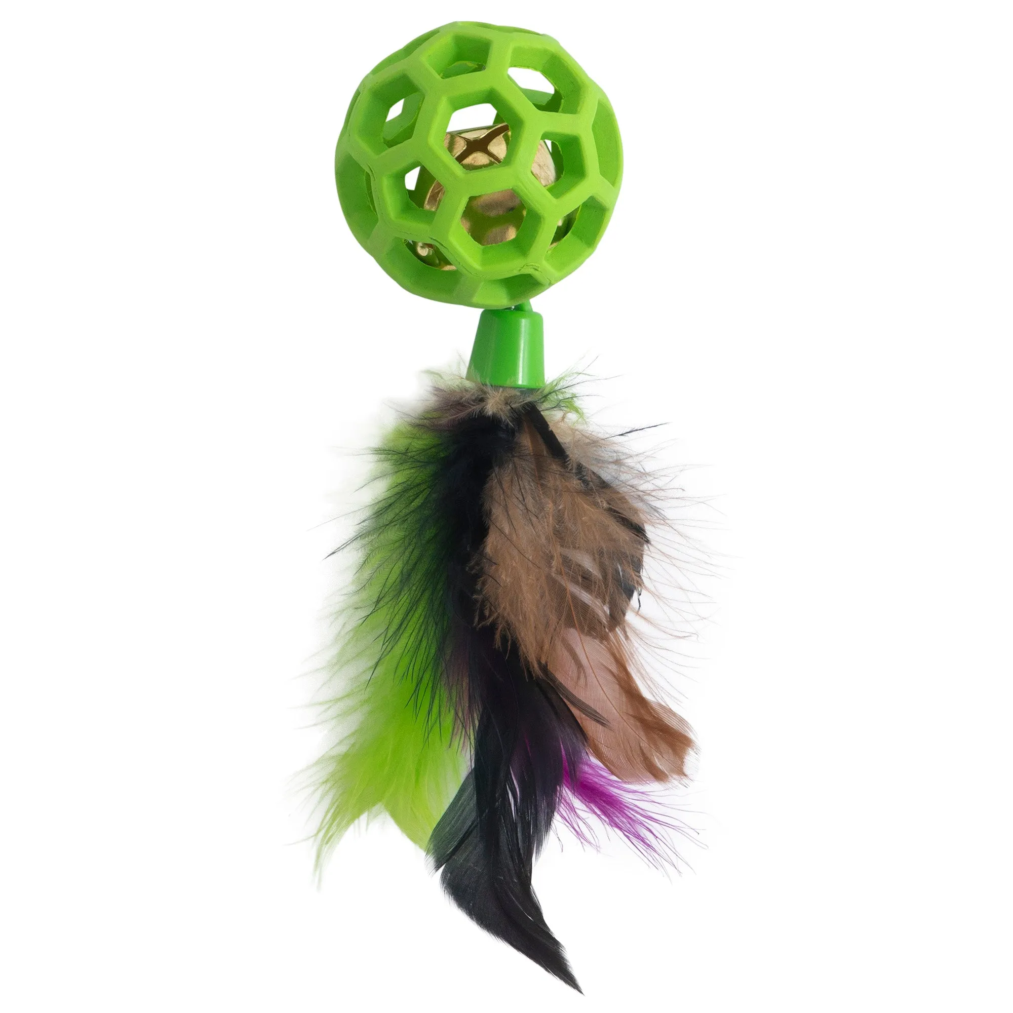 JW Cataction Feather Ball with Bell Cat Toy