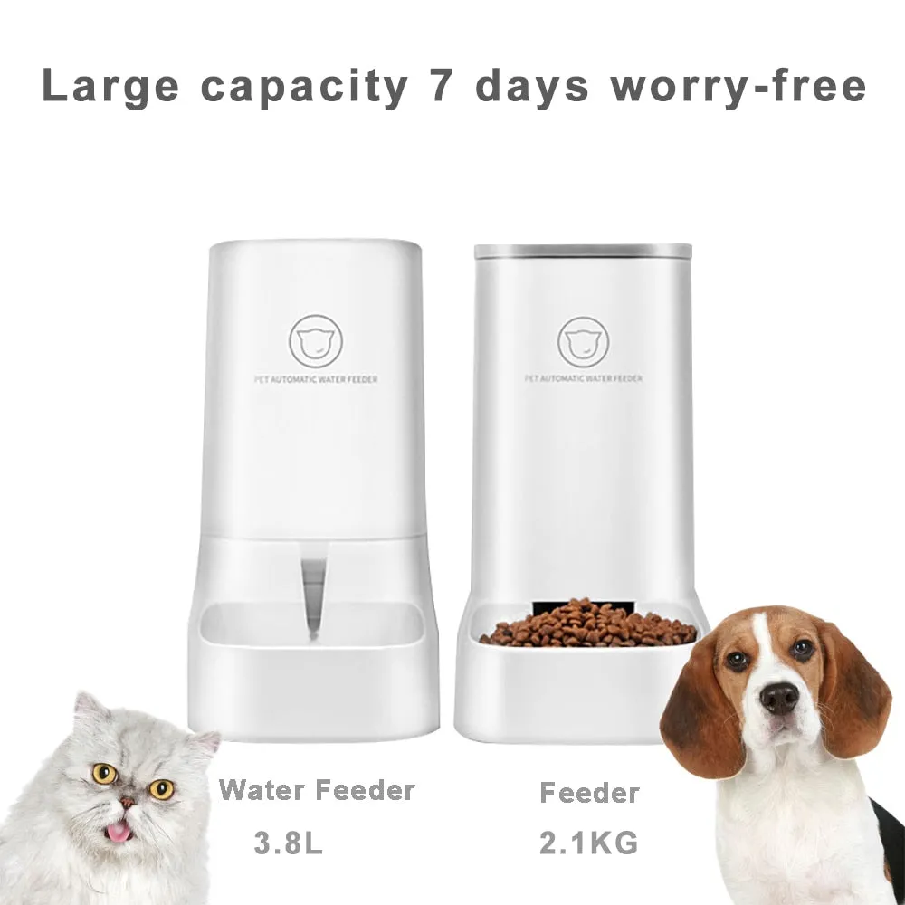 Large Capacity Cat Automatic Feeder And Drinker Dog Water Dispenser  Pet Puppy Waterer Food Bowl Container Auto Feeders For Cats