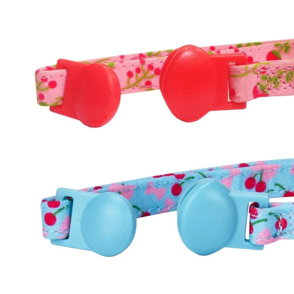 Lovely Cherry & Floral Cat Collar, 2 Pack