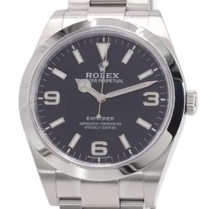 Rolex Men's Explorer 1 214270 Random Number Late Model Black Dial Automatic Watch Used Free Shipping