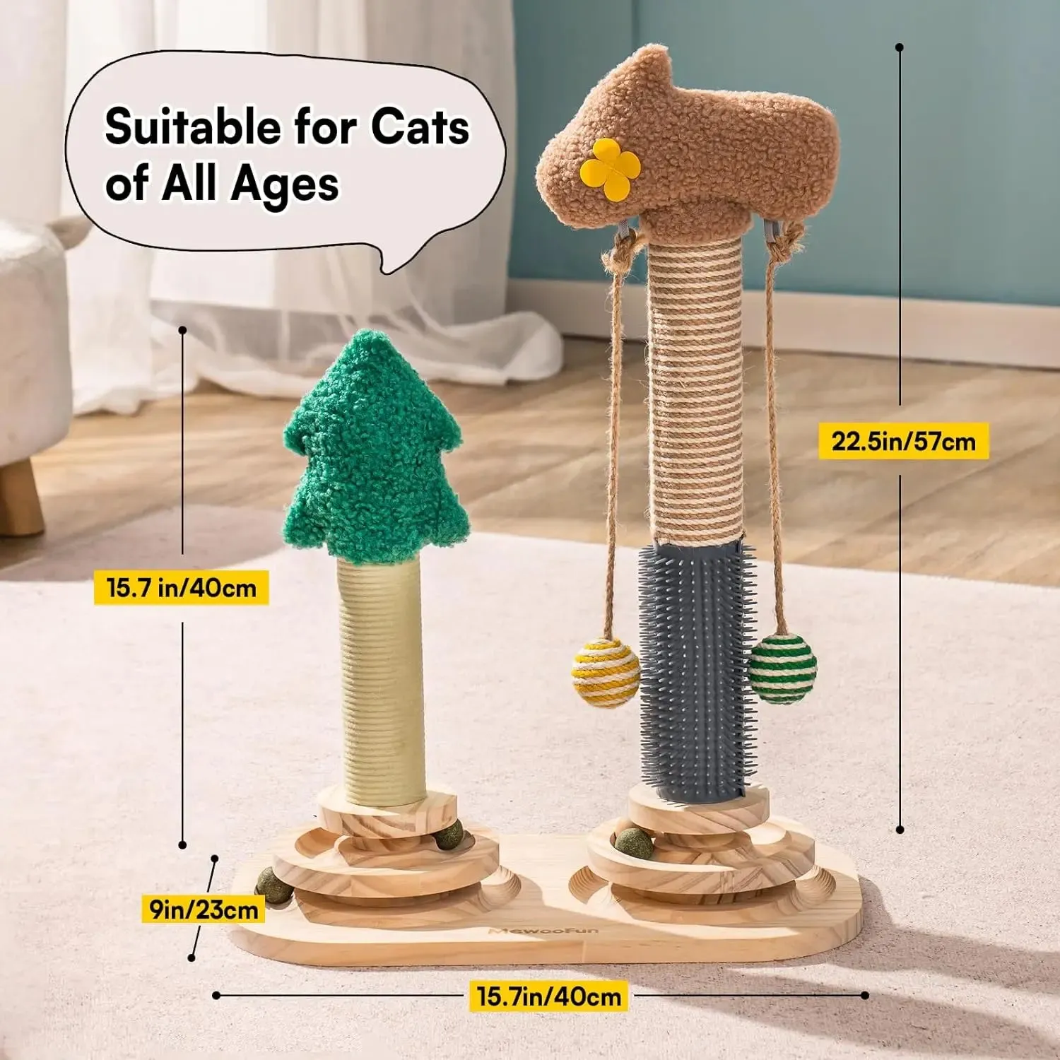 Sisal Cat Scratch Post with Balls