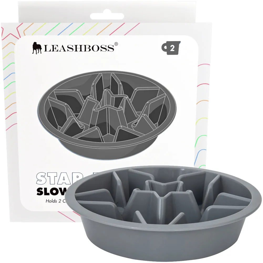 Slow Feed Dog Bowl for Raised Pet Feeders - 2-Cup Star Maze Bowl for 7.5-8 Inch Feeder Holes