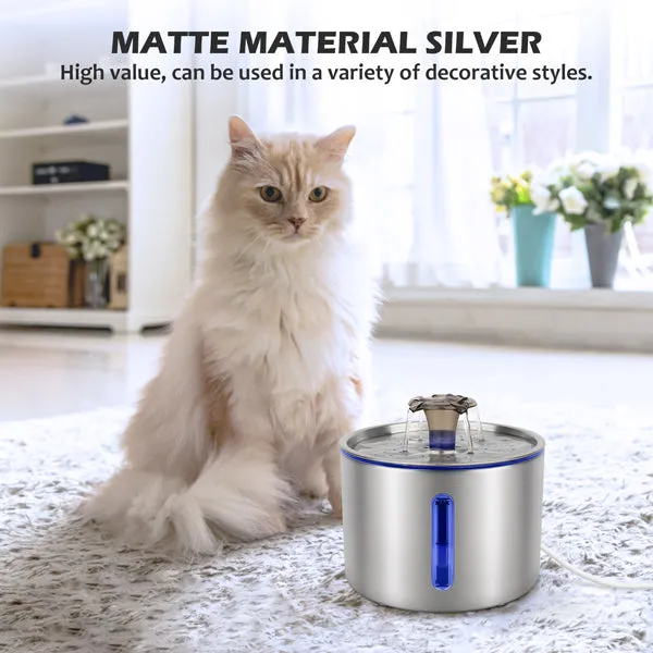 SmartStride™ Stainless Steel Pet Water Fountain with Filter