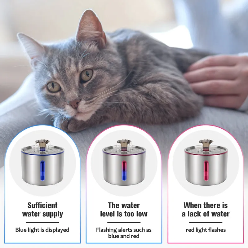 SmartStride™ Stainless Steel Pet Water Fountain with Filter