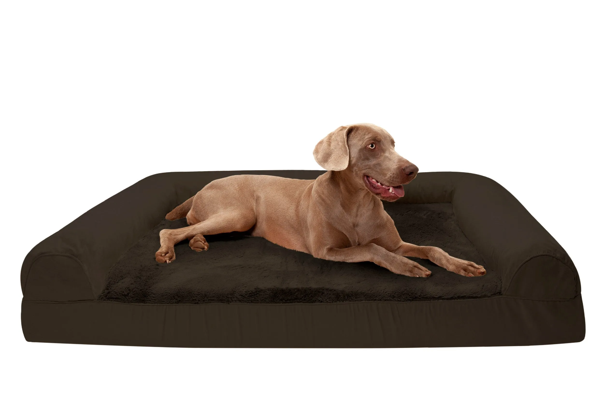 Sofa Dog Bed - Plush & Suede