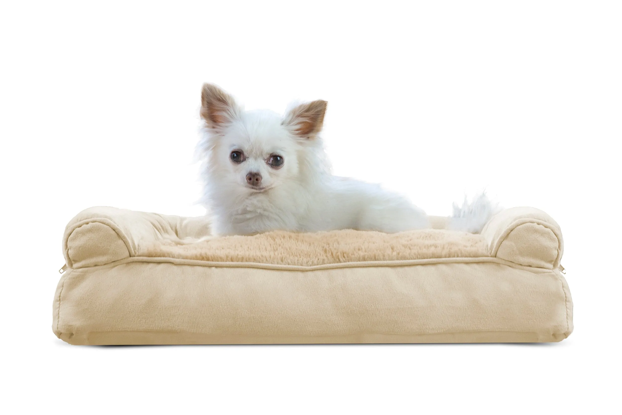 Sofa Dog Bed - Plush & Suede