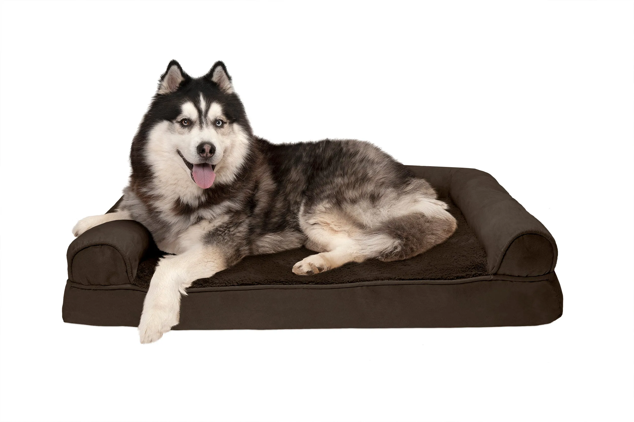 Sofa Dog Bed - Plush & Suede