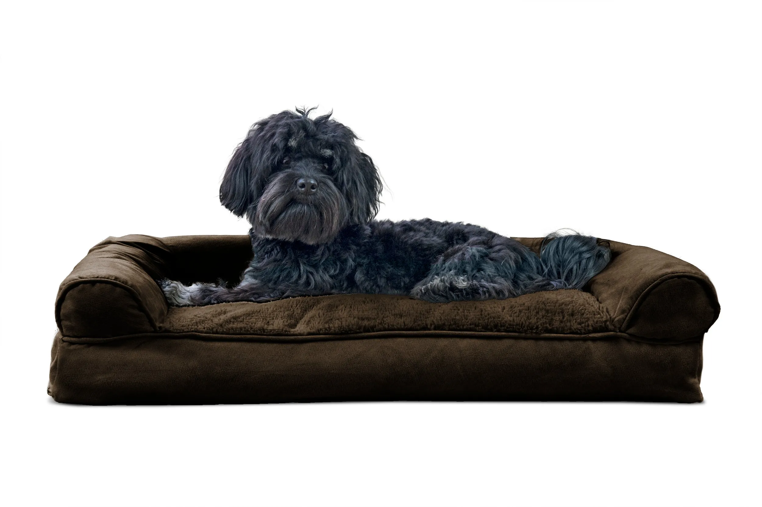 Sofa Dog Bed - Plush & Suede