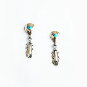 Turquoise Feather Earring