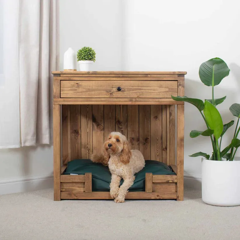 Wooden Broadsand Open Dog Crate with Drawer