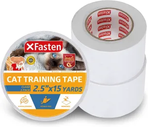 XFasten Anti-Scratch Cat Training Tape, Clear, 2.5-Inches x 15 Yards (3-Pack)